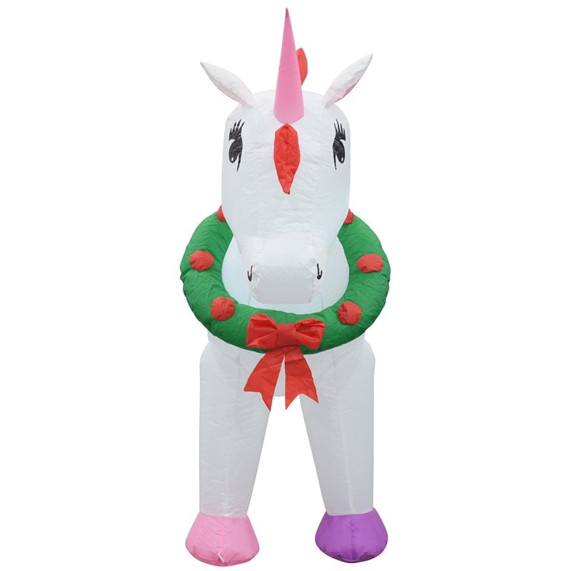 Jeco 4' Giant Weather Resistant Polyester Inflatable LED Christmas Unicorn