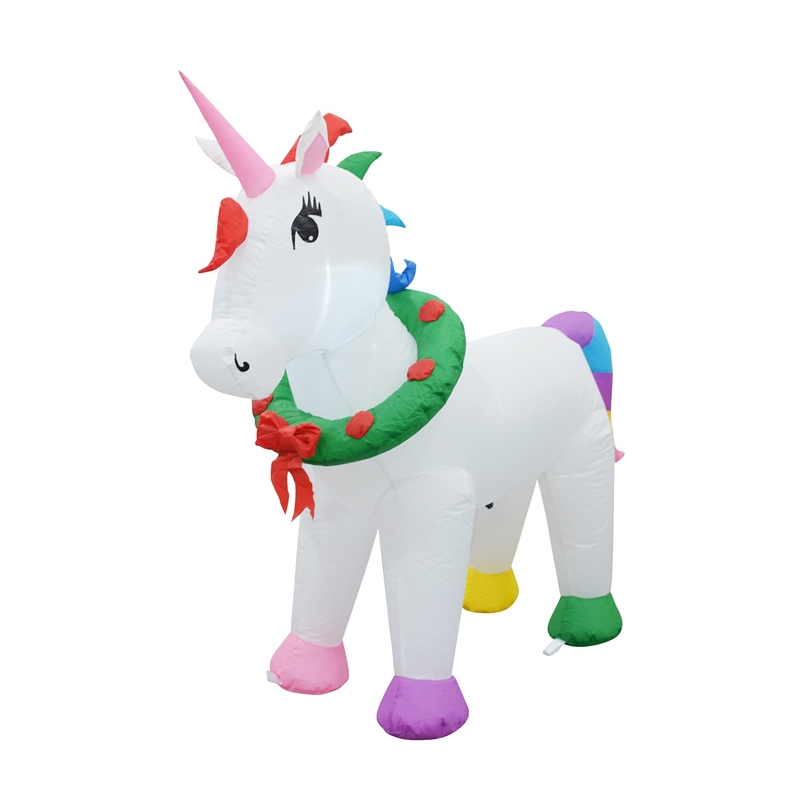 Jeco 4' Giant Weather Resistant Polyester Inflatable LED Christmas Unicorn