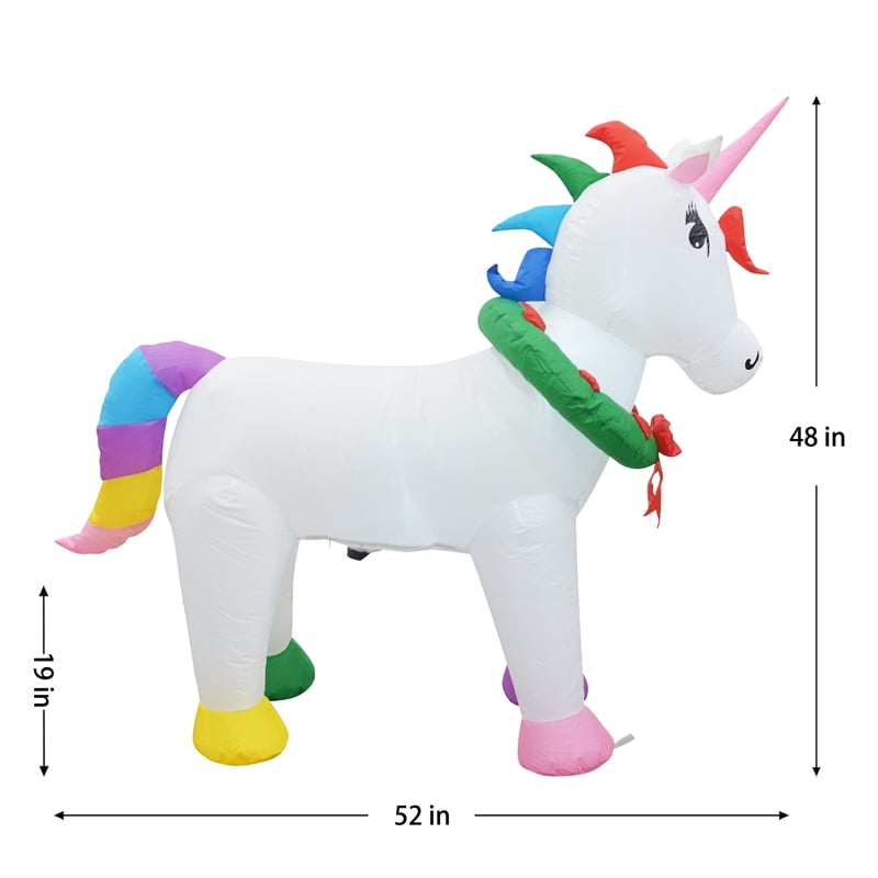 Jeco 4' Giant Weather Resistant Polyester Inflatable LED Christmas Unicorn
