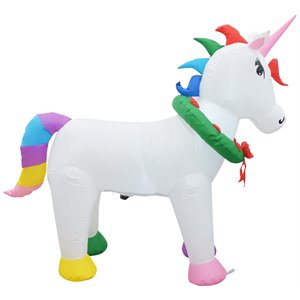 jeco 4' giant weather resistant polyester inflatable led christmas unicorn