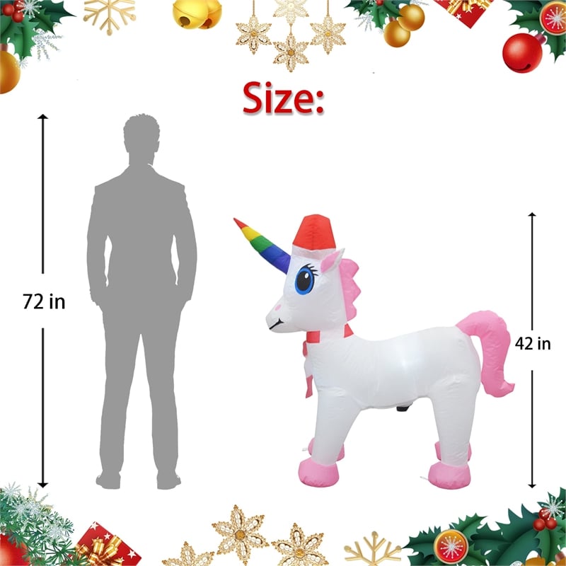 Jeco 3.5' Giant Weather Resistant Polyester Inflatable LED Christmas Unicorn