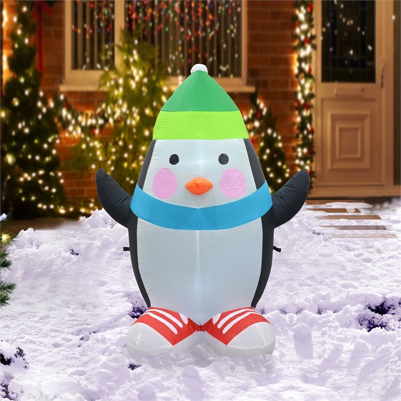 Jeco Giant Weather Resistant Polyester Inflatable LED Christmas Penguin