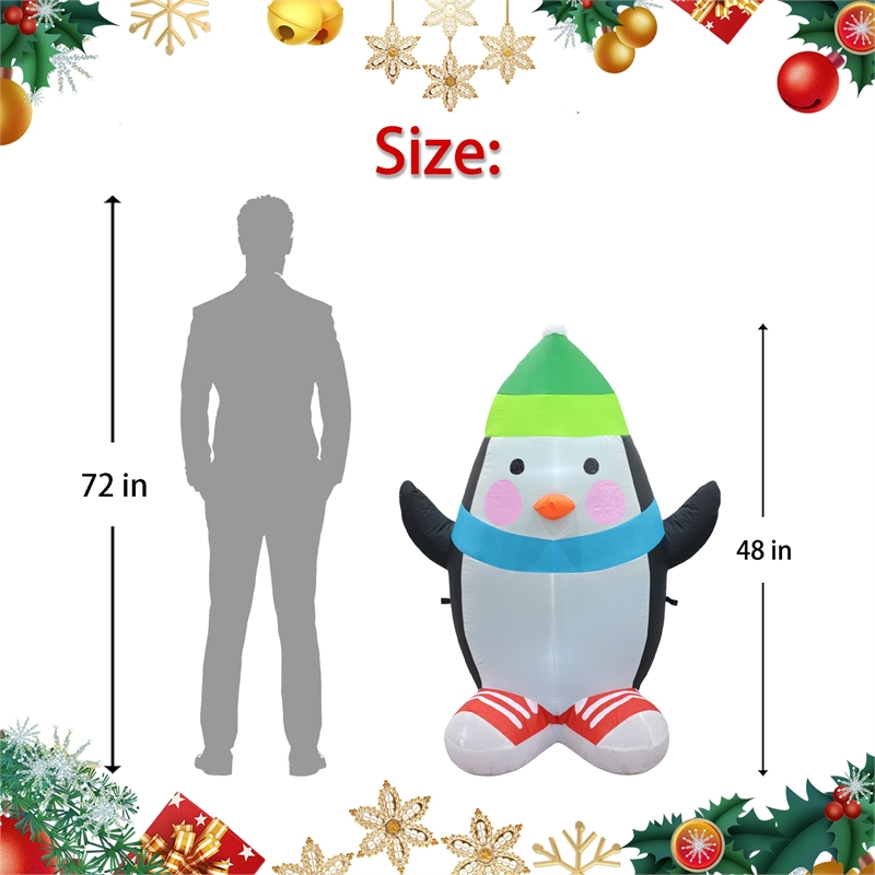 Jeco Giant Weather Resistant Polyester Inflatable LED Christmas Penguin