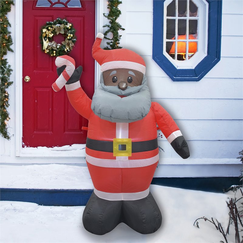 Jeco Giant Weather Resistant Polyester Inflatable LED Christmas Gray Beard Santa