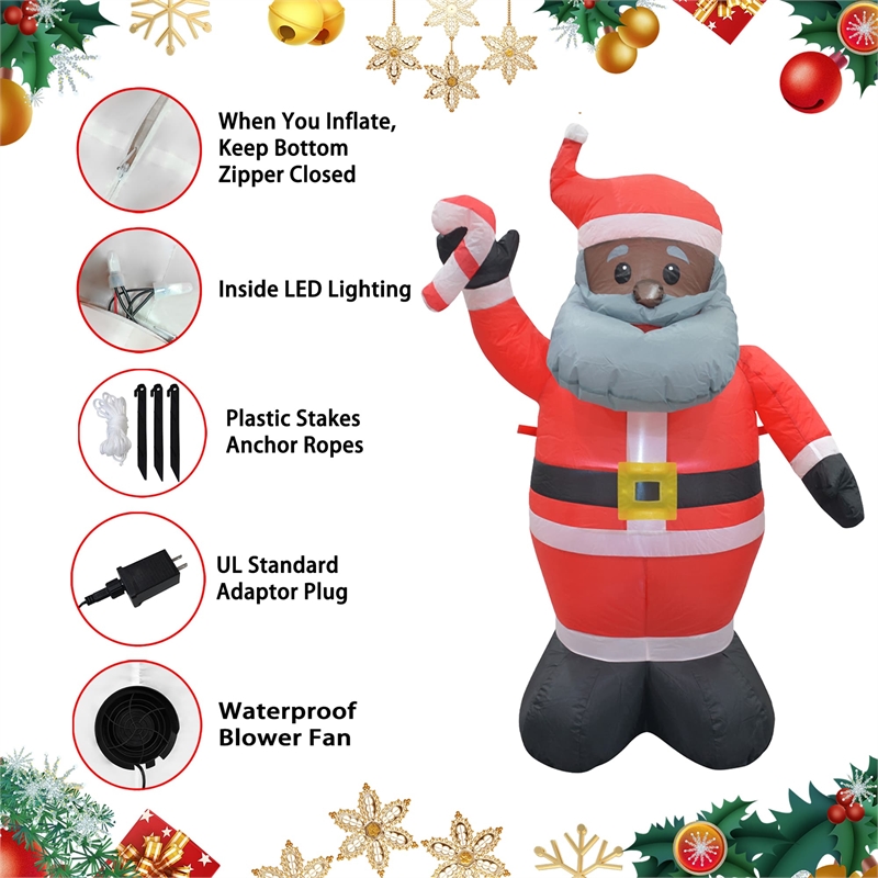 Jeco Giant Weather Resistant Polyester Inflatable LED Christmas Gray Beard Santa