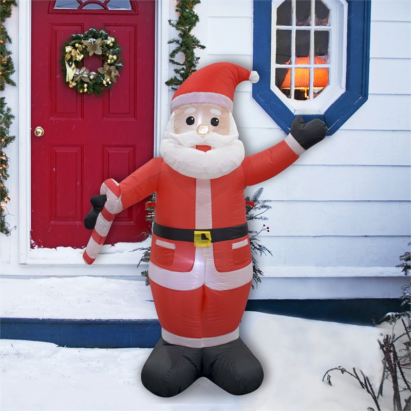 Jeco Weather Resistant Polyester Inflatable LED Christmas White Beard Santa
