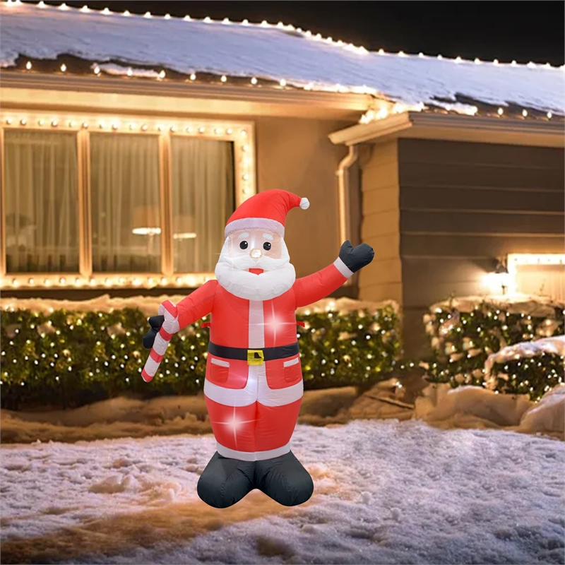 Jeco Weather Resistant Polyester Inflatable LED Christmas White Beard Santa