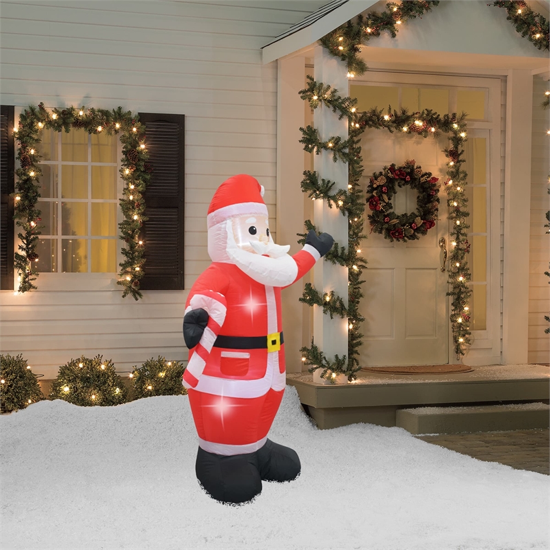 Jeco Weather Resistant Polyester Inflatable LED Christmas White Beard Santa