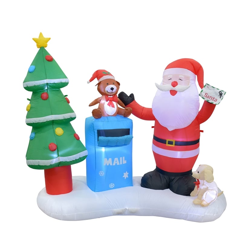 Jeco Giant Weather Resistant Polyester Inflatable LED Christmas Santa Mailbox