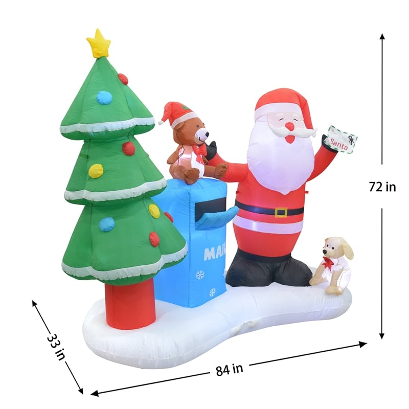 Jeco Giant Weather Resistant Polyester Inflatable LED Christmas Santa Mailbox