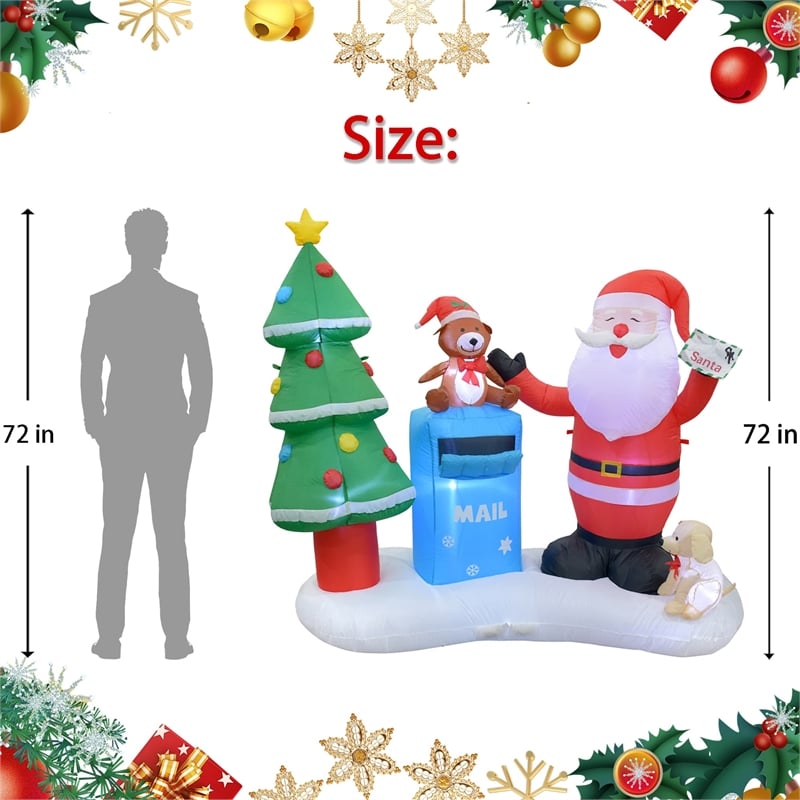 Jeco Giant Weather Resistant Polyester Inflatable LED Christmas Santa Mailbox