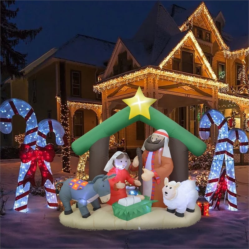 Jeco Giant Weather Resistant Polyester Inflatable LED Nativity Scene