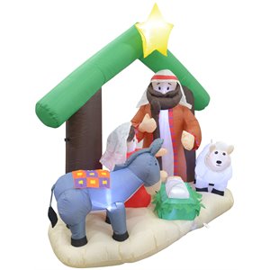 jeco giant weather resistant polyester inflatable led nativity scene