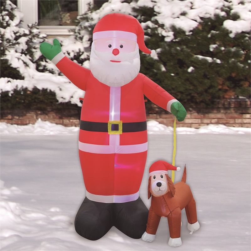 Jeco Giant Weather Resistant Polyester Inflatable LED Christmas Santa and Dog