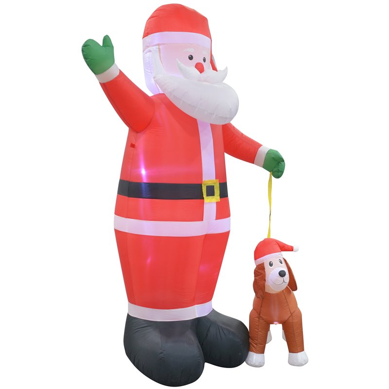 Jeco Giant Weather Resistant Polyester Inflatable LED Christmas Santa and Dog