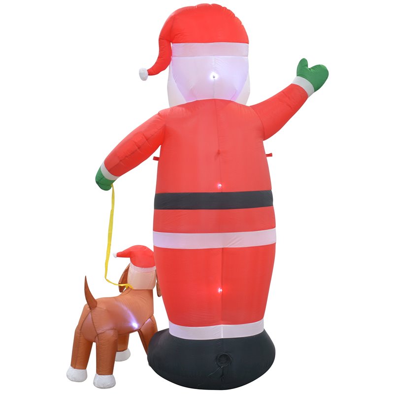 Jeco Giant Weather Resistant Polyester Inflatable LED Christmas Santa and Dog