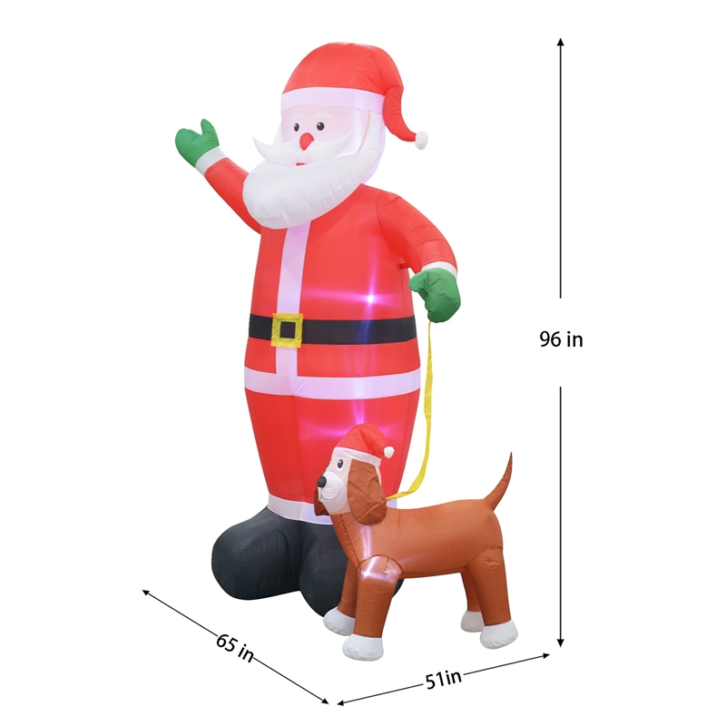 Jeco Giant Weather Resistant Polyester Inflatable LED Christmas Santa and Dog