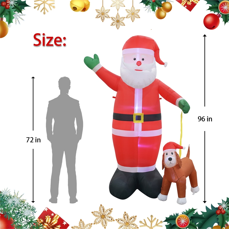 Jeco Giant Weather Resistant Polyester Inflatable LED Christmas Santa and Dog