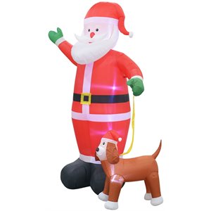jeco giant weather resistant polyester inflatable led christmas santa and dog