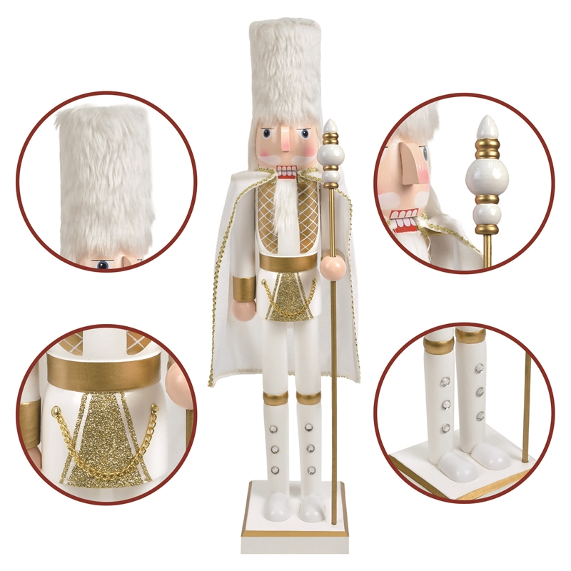 Jeco Hand Painted Crafted Nutcracker in Gold and White