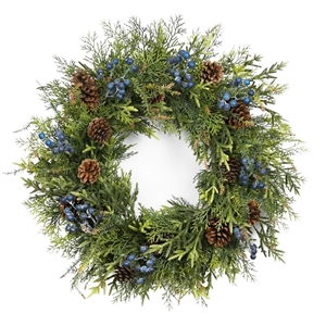 30&quot Christmas Wreath with  Pinecones and Berries