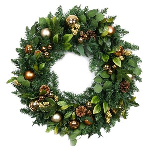 Jeco 32&quot Christmas Wreath with Ornaments in Multi-Color