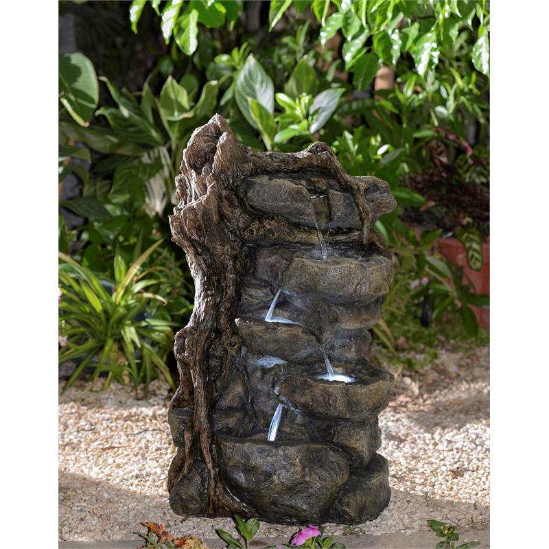 Multi-Tier Rocks Water Fountain with Led Lights
