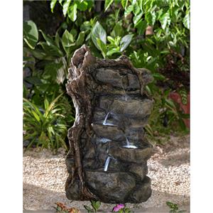 multi-tier rocks water fountain with led lights