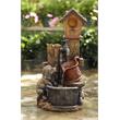 Birdhouse and Dog Resin Water Fountain-Natural