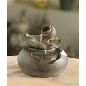 Lotus Leaf Tabletop Resin Water Fountain-Natural