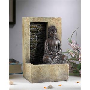 Buddha Tabletop Resin Water Fountain-Natural