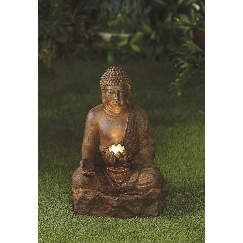 Rustic Buddha Water Fountain with LED Lighting