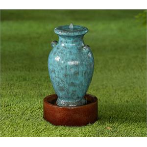 Turquoise Vase Water Fountain with Brown Base