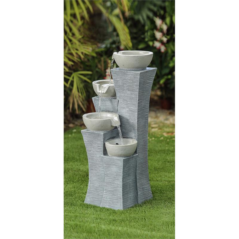 Four-Tiered Modern-style Resin Water Fountain-Natural