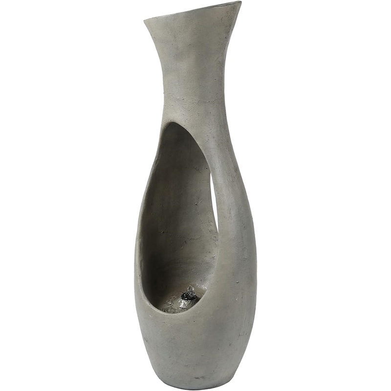 Jeco Vase Shape Fountain with Led Light in Gray