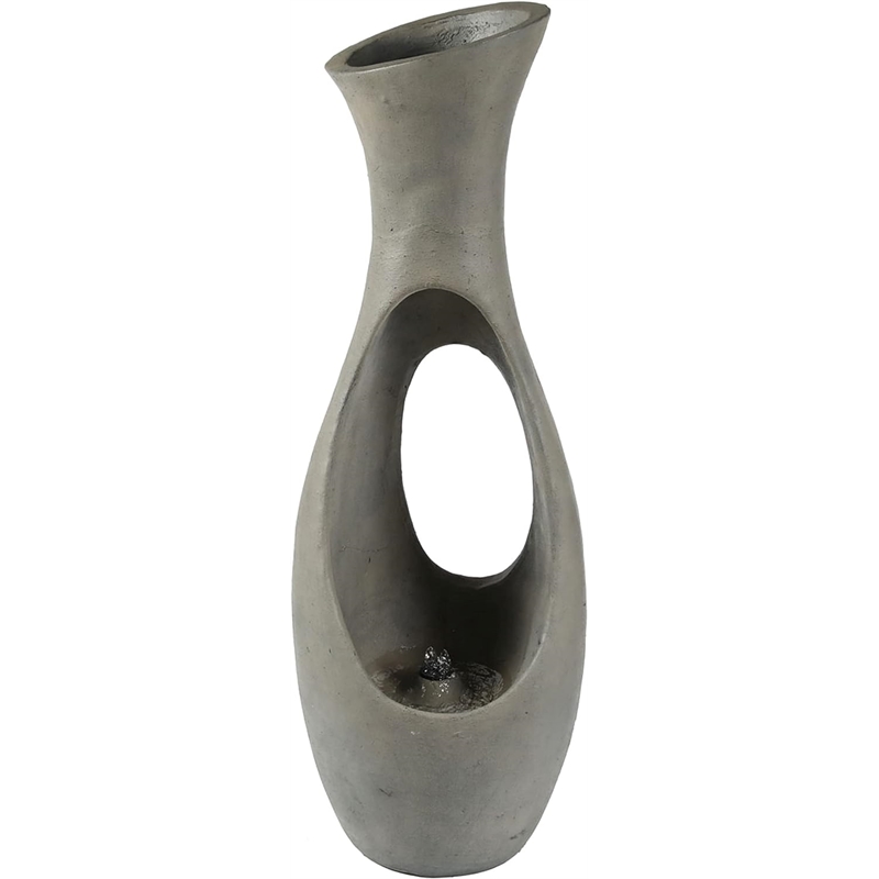 Jeco Vase Shape Fountain with Led Light in Gray
