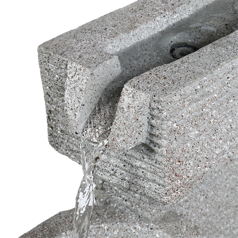 Jeco Contemporary 3-Tier Poly-Resin Bowls Outdoor Fountain in Multi-Color