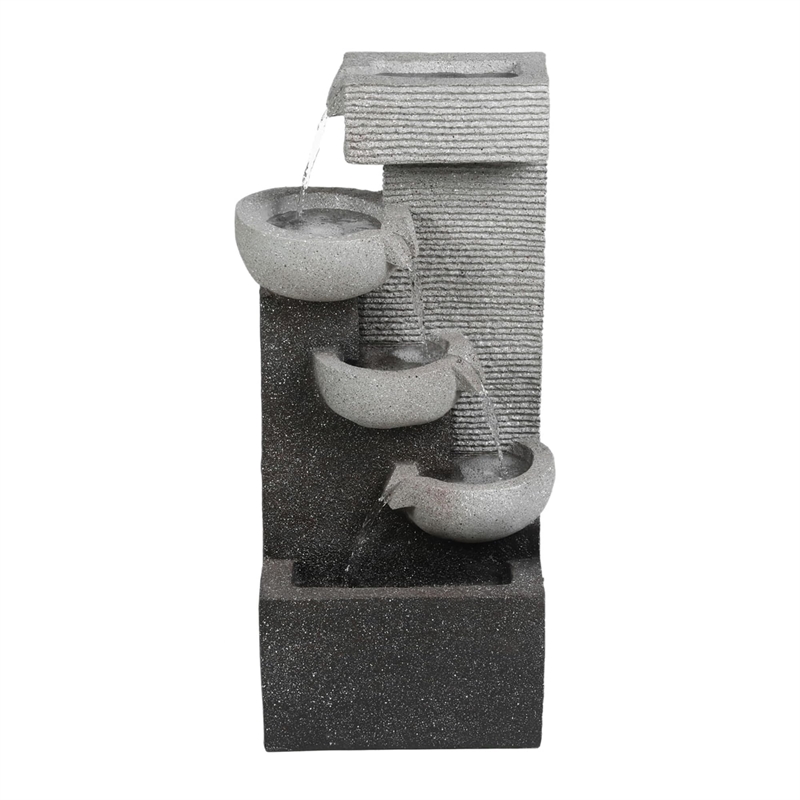 Jeco Contemporary 3-Tier Poly-Resin Bowls Outdoor Fountain in Multi-Color