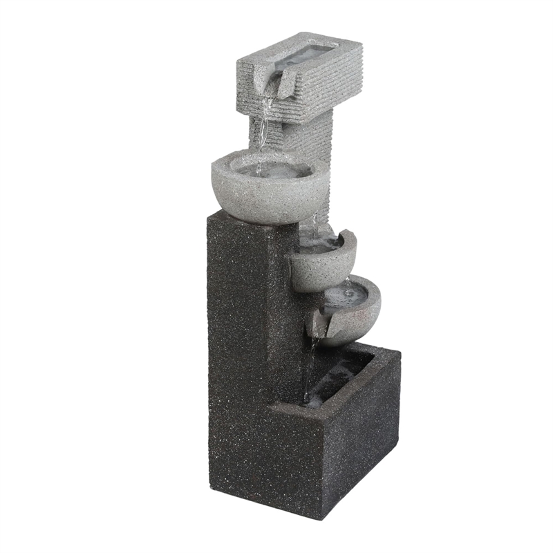 Jeco Contemporary 3-Tier Poly-Resin Bowls Outdoor Fountain in Multi-Color