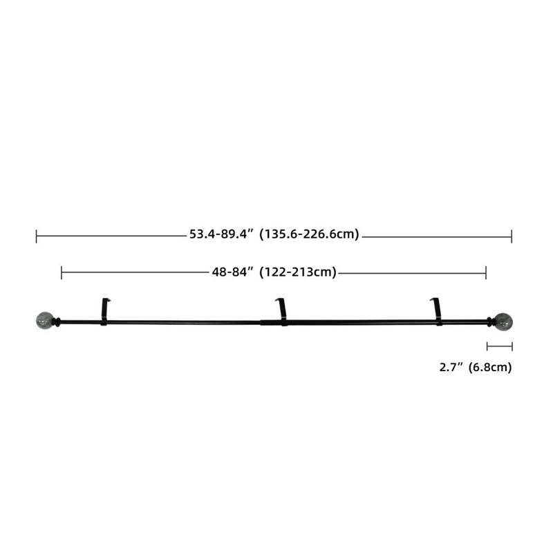 Nancy Adjustable Metal Single Curtain Rod 48