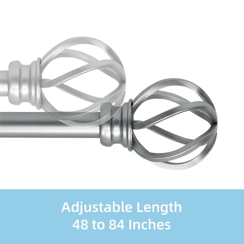 Sophie Adjustable Single Metal Curtain Rod 48