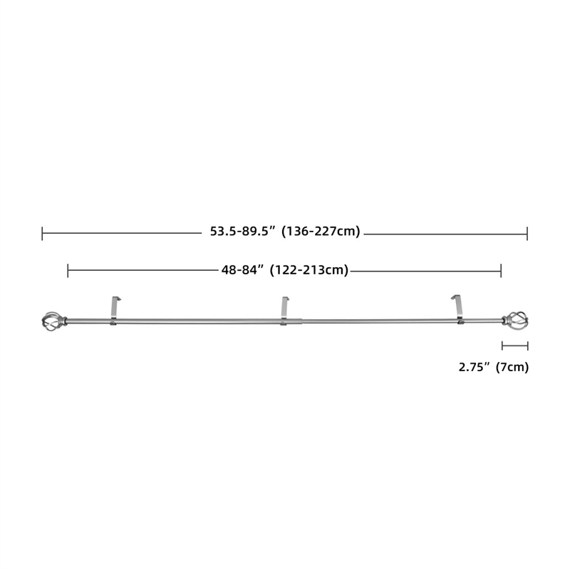 Sophie Adjustable Single Metal Curtain Rod 48
