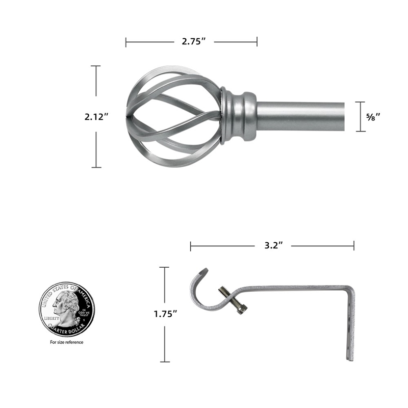 Sophie Adjustable Single Metal Curtain Rod 48