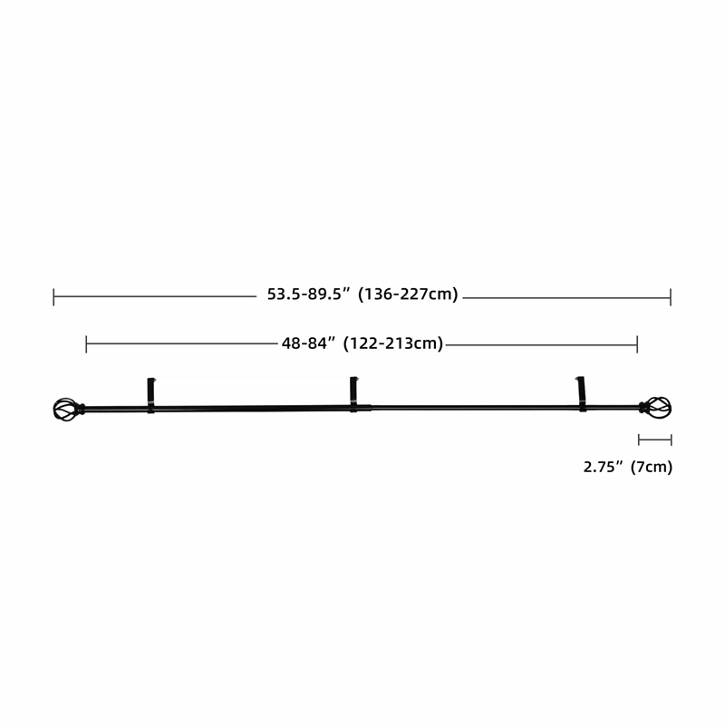Sophie Adjustable Single Curtain Rod 48