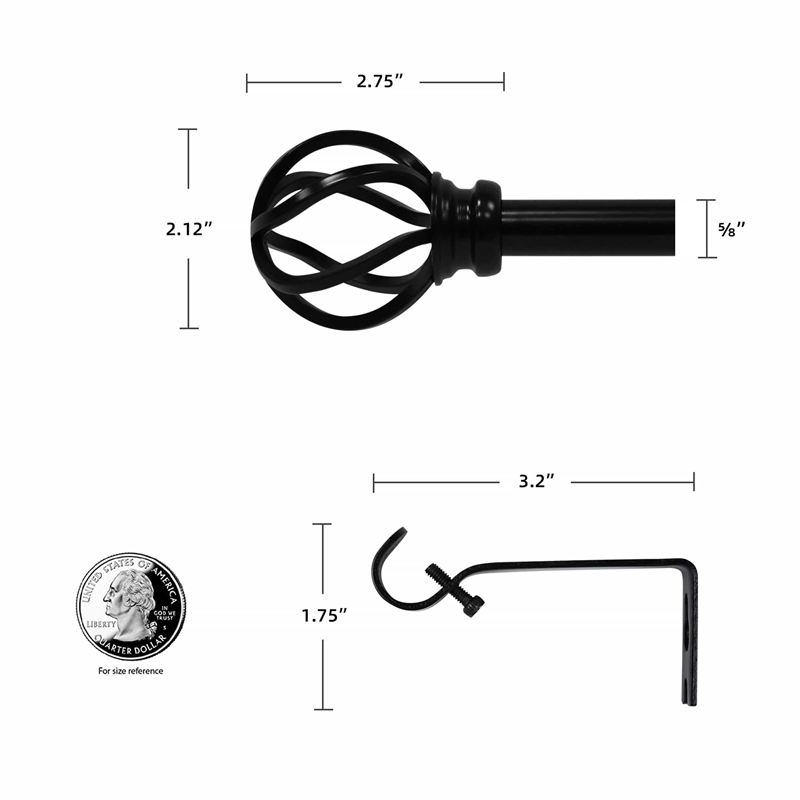 Sophie Adjustable Single Curtain Rod 48