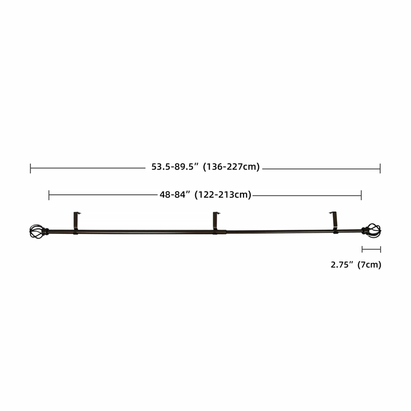 Sophie Adjustable Single Curtain Rod 48