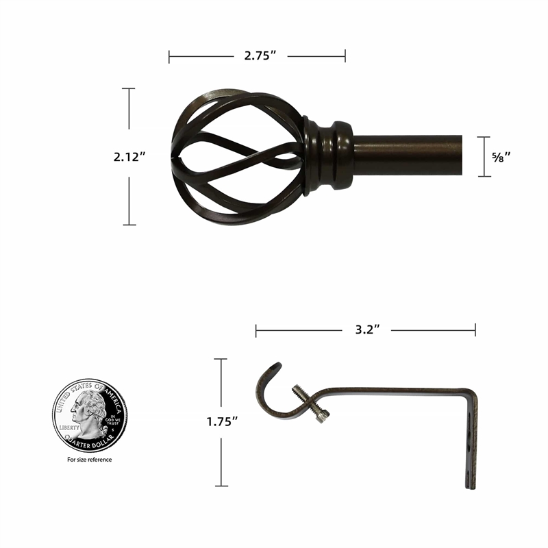 Sophie Adjustable Single Curtain Rod 48