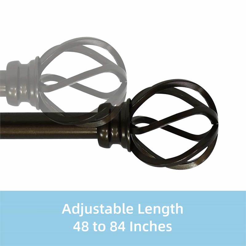Sophie Adjustable Single Curtain Rod 48