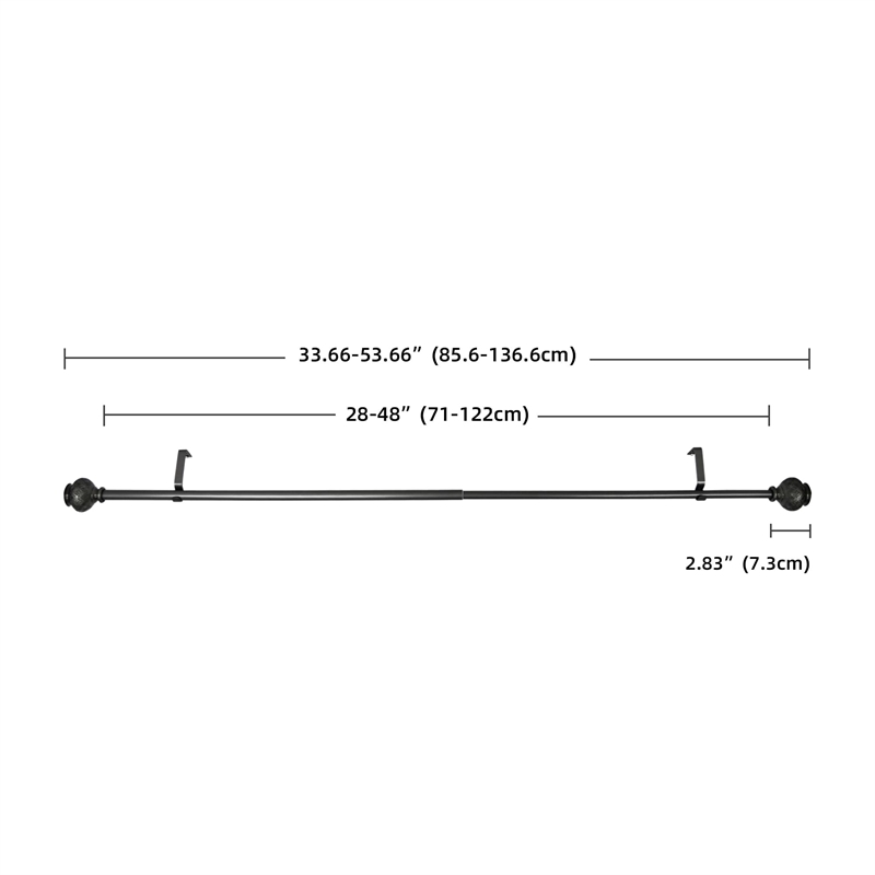Kings Adjustable Single Curtain Rod 28