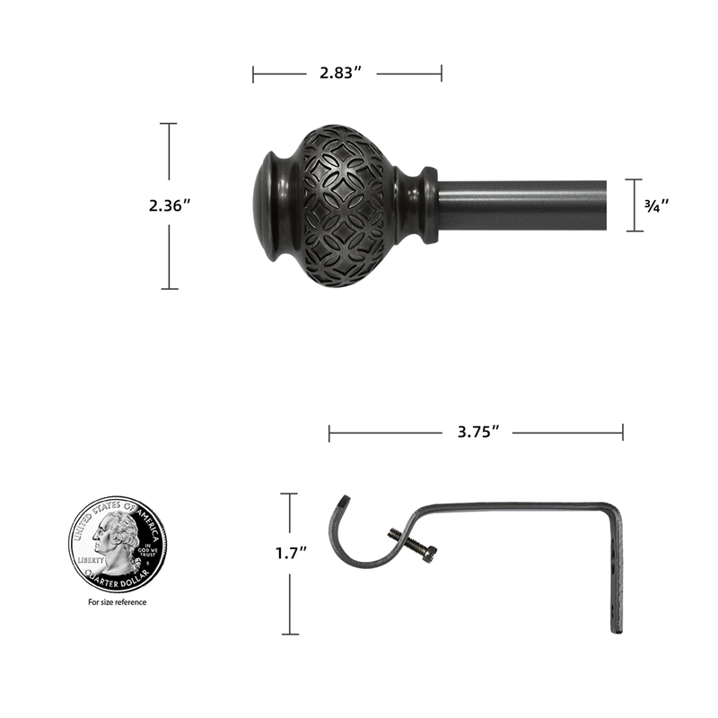 Kings Adjustable Single Curtain Rod 28